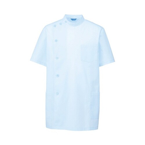 メンズ医務衣 半袖 サックス 5L