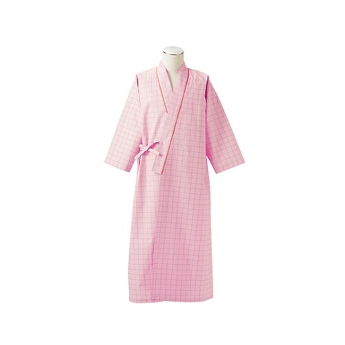患者衣 男女兼用8分袖 着物式 ピンク