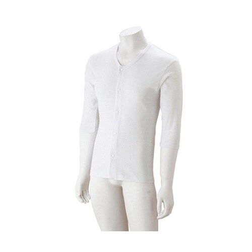 紳士7分袖大寸ホックシャツ ホワイト 4L