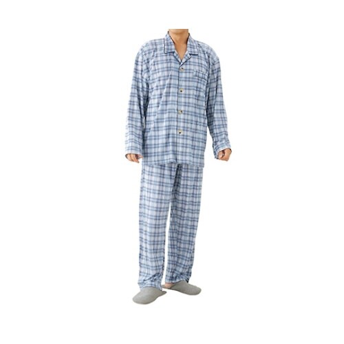 紳士介護腰開きパジャマ グレー LL