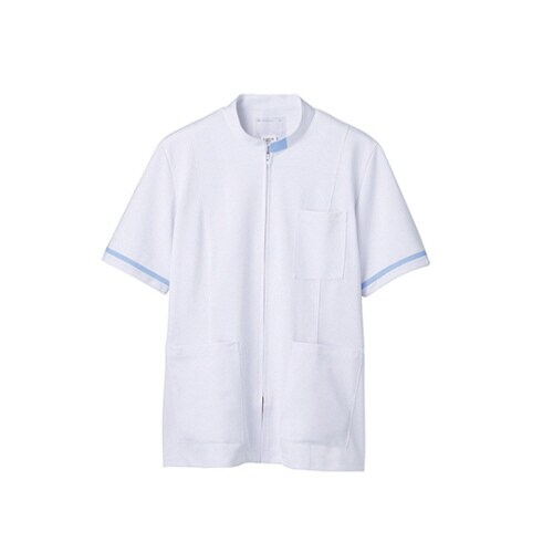 ジャケット メンズ 半袖 白/サックス