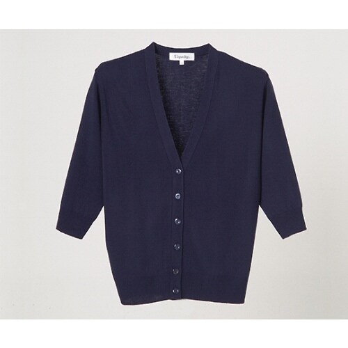 抗ピル七分袖カーディガン ネイビー L
