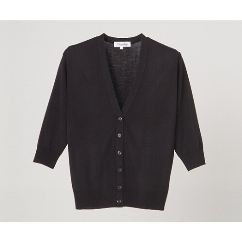 抗ピル七分袖カーディガン ブラック M