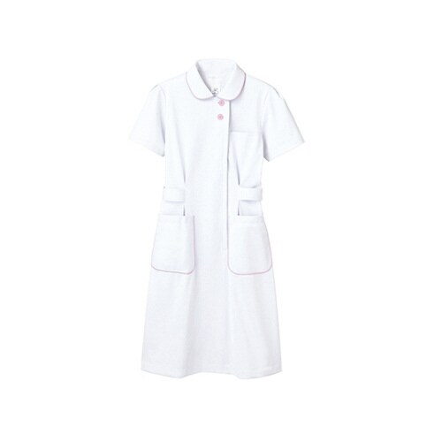ナースワンピース 半袖 白/ピンク
