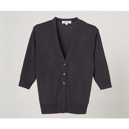 抗ピル七分袖カーディガン グレー LL