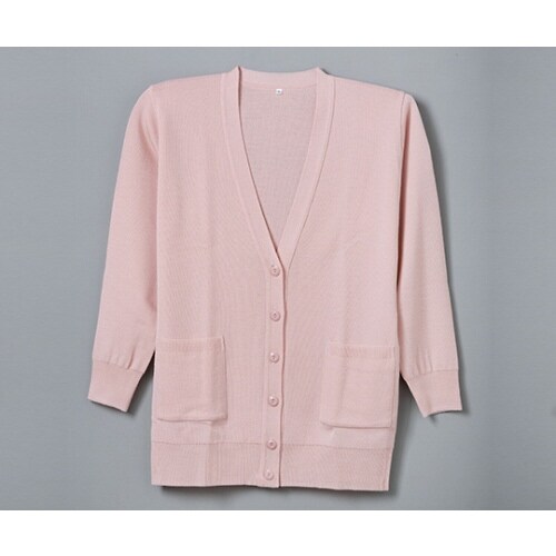 抗ピル貼りポケ付ロングカーディガン ピンク S