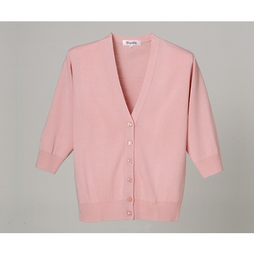 抗ピル七分袖カーディガン ピンク L