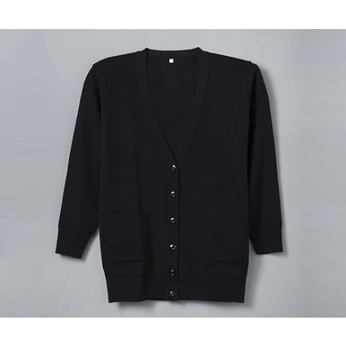 抗ピル貼りポケ付ロングカーディガン ブラック L