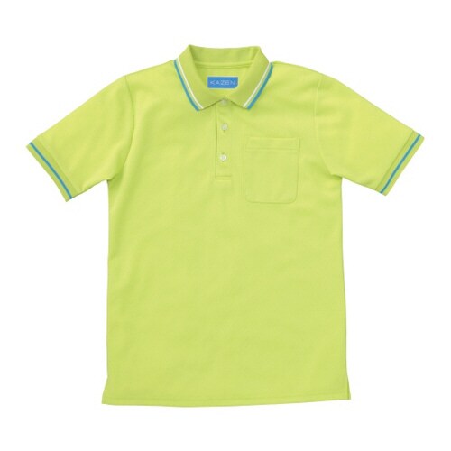 ライン入りポロシャツ イエロー 4L