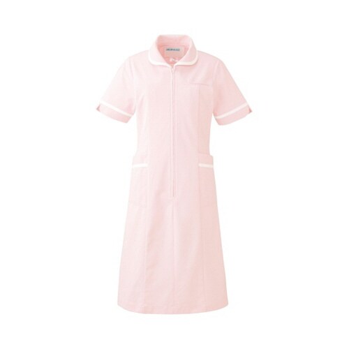 ワンピース半袖 ピンクxホワイト L