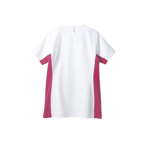 ジャケット レディス半袖白/バーガンディ