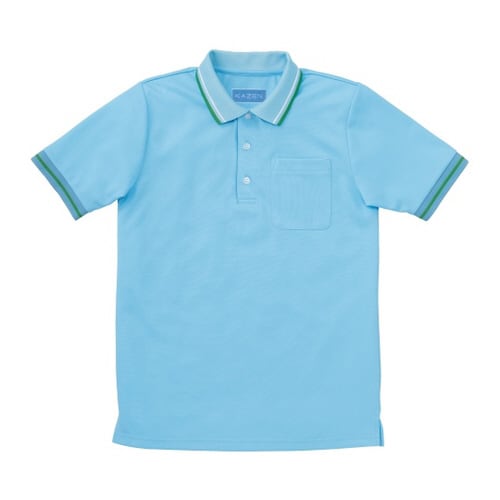 ライン入りポロシャツ サックス 4L