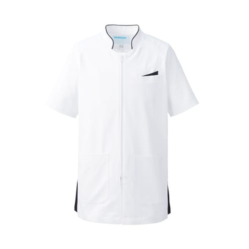 メンズジャケット半袖 ホワイトxネイビー 5L