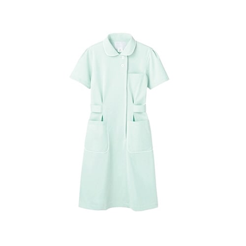ナースワンピース 半袖 ミント/白