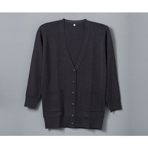 抗ピル貼りポケ付ロングカーディガン グレー S