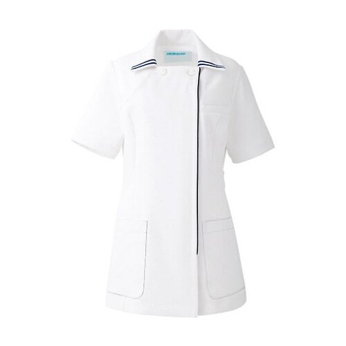 レディスジャケット半袖 ホワイトxネイビー S