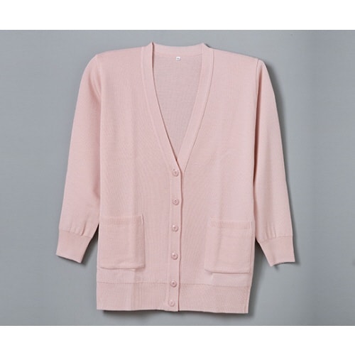 抗ピル貼りポケ付ロングカーディガン ピンク L