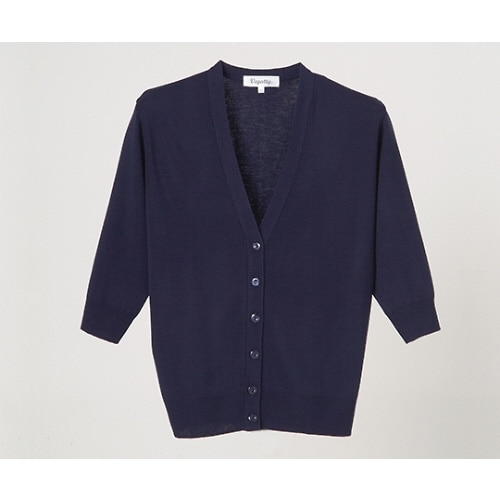 抗ピル七分袖カーディガン ネイビー LL