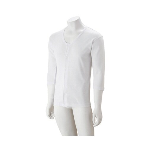 紳士7分袖大寸ワンタッチシャツ ホワイト 4L