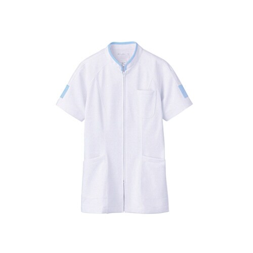 ジャケット レディス 半袖 白/サックス