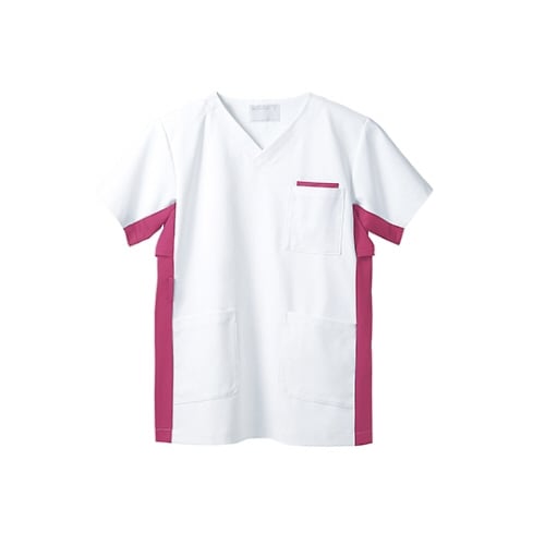 ジャケット 男女兼用半袖白/バーガンディ