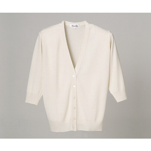 抗ピル七分袖カーディガン ホワイト S