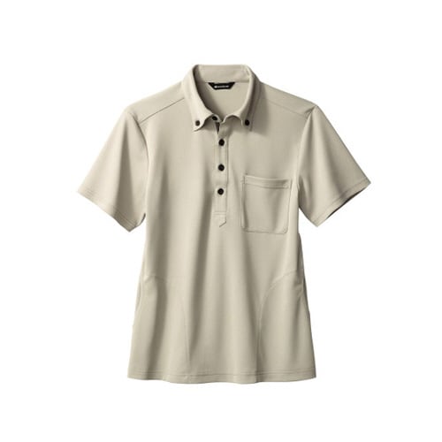 ニットシャツ 兼用 半袖 ベージュ/ブラウン M