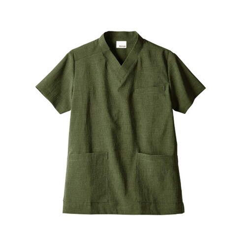 スクラブ 兼用 半袖 オリーブ LL