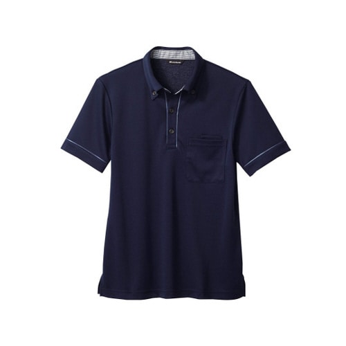 ニットシャツ 兼用 半袖 ネイビー/ブルー LL