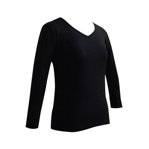 レディースアンダー長袖シャツ 黒 L−LL