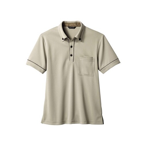 ニットシャツ 兼用 半袖 ベージュ/ブラウン L