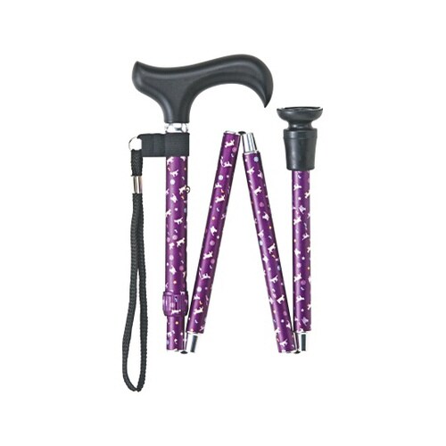 猫柄ステッキ 折りたたみ パープル