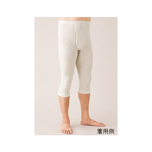 リブ調キルト紳士七分丈ズボン下 M ライトグレー