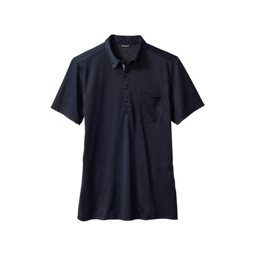 ニットシャツ 兼用 半袖 ネイビー/グレー M