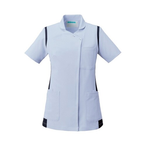 レディススクラブ(衿付き) サックスxネイビー M