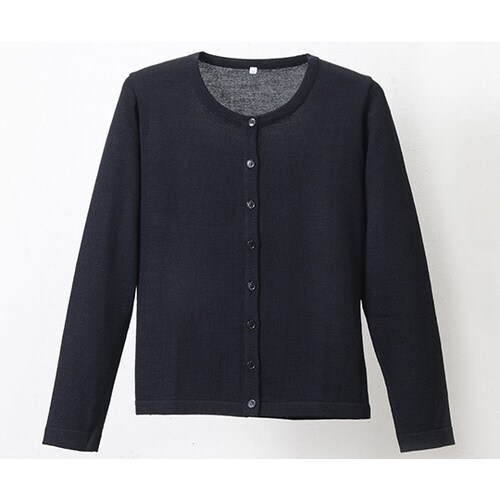 抗ピル丸首カーディガン ブラック L