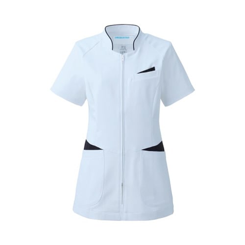 レディスジャケット半袖 サックスxネイビー LL