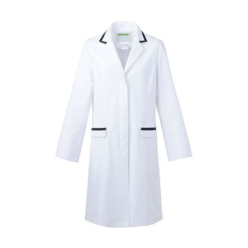 レディズ診察衣 ホワイトxネイビー L