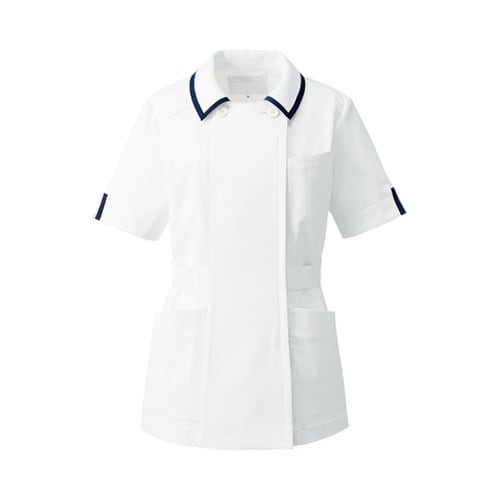 レディスジャケット半袖 ホワイトxネイビー 11号