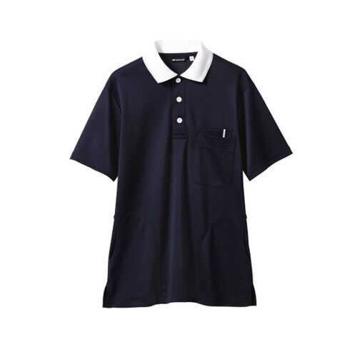 ポロシャツ 兼用 半袖 ネイビー/白 3L