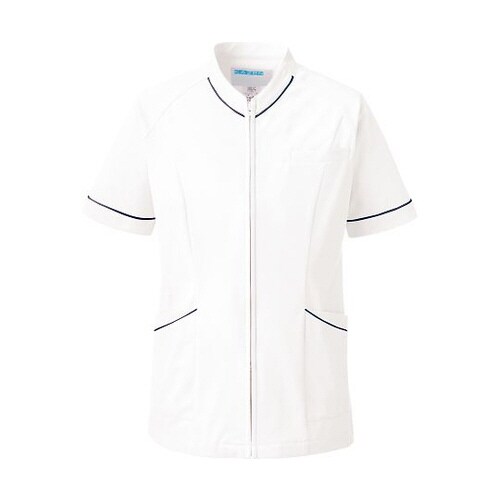 スクラブ(男女兼用) ホワイトxネイビー 3L