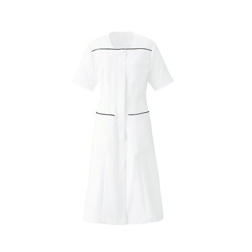 ワンピース半袖 ホワイトxネイビー 15号