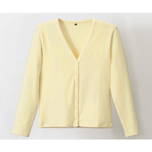Vネックカーディガン イエロー LL