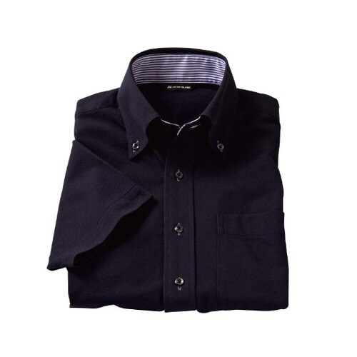 ニットシャツ 兼用 半袖 ネイビー SSS