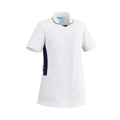 レディススクラブ ホワイトxネイビー S