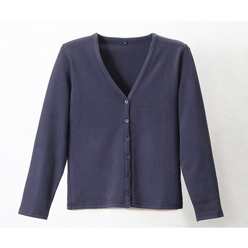 Vネックカーディガン ネイビー L