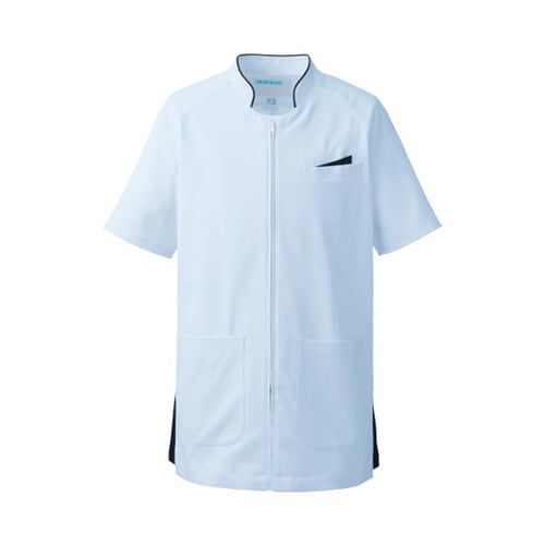 メンズジャケット半袖 サックスxネイビー S