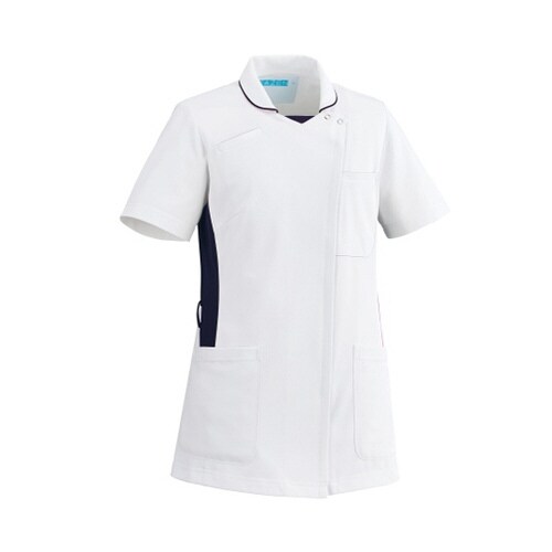 レディススクラブ ホワイトxネイビー 3L