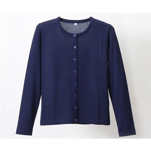 抗ピル丸首カーディガン ネイビー M