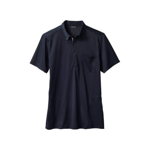 ニットシャツ 兼用 半袖 ネイビー/グレー LL